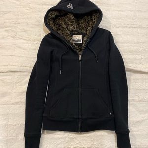 Aritzia TNA faux fur lined black hoodie XS
